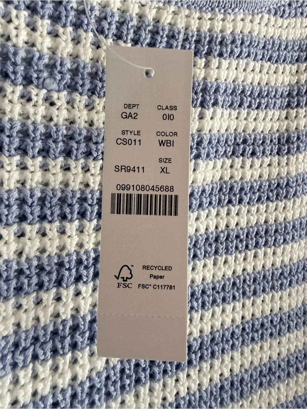 J.Crew Sweater Stripe Blue Ivory Cotton Linen Blend Women’s XL NWT Long Sleeve